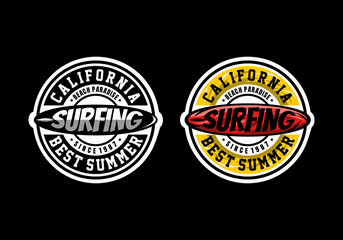 Logo California Surfing Beach Vector Illustration Template Good for Any Industry