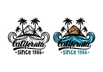 Logo California Beach Vector Illustration Template Good for Any Industry