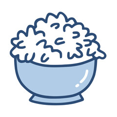 Rice Bowl Doodle Drawing Hand Drawn Line Sketch Outline Vector Illustration