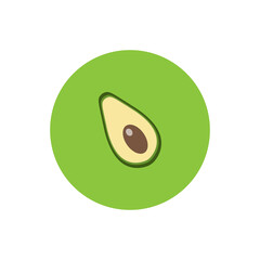 Vector isolated logo illustration of an avocado on a green background. Simple minimal style