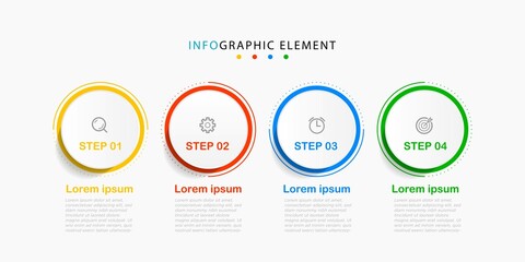 Fototapeta premium Infographic vector design template with icons and 4 options or steps. Can be used for process diagram, presentations, workflow layout, banner, flow chart. Eps10