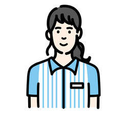 コンビニ店員の若い女性のバストアップ
