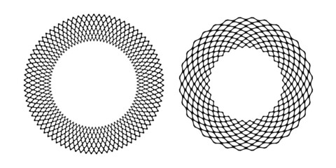 Decorative geometric circle grid border patterns.