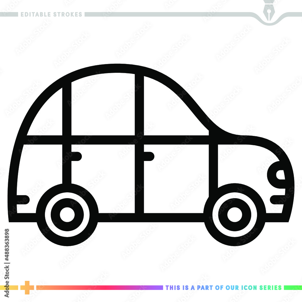 Aufkleber line icon for car sharing illustrations with editable strokes. this vector graphic has customizable 