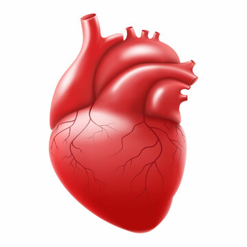 Human heart isolated on white background. Anatomically correct heart with venous system. Human body internal organs. Realistic 3d vector