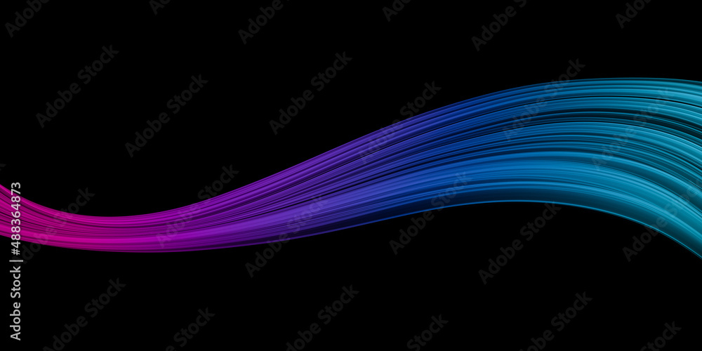 Aufkleber Abstract colorful light curved lines dynamic isolated on black background in concept modern, technology