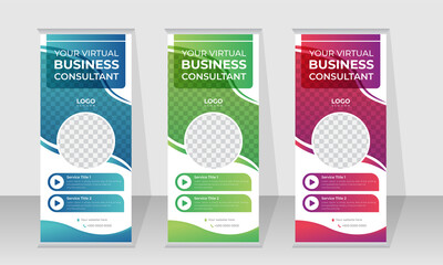 Modern roll up banner, pull up banner, x banner and standee design template, modern roll up banner design layout for business and corporate agencies.