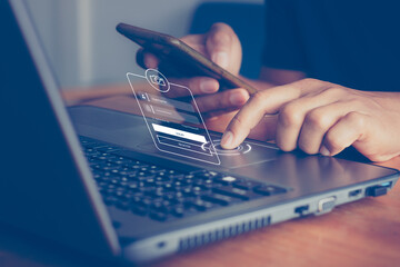 cyber security in two-step verification, Login, User, identification information security and...