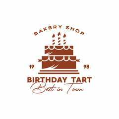 illustration vector graphic of birthday cake tart vintage logo good for bakery shop logo