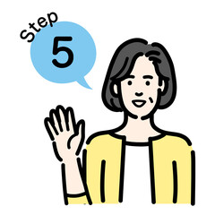 ステップ5　工程を説明する中年女性
