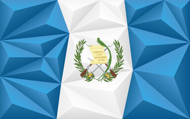 Abstract polygonal background in the form of colorful blue and white stripes of the Guatemalan flag. Polygonal flag of Guatemala.