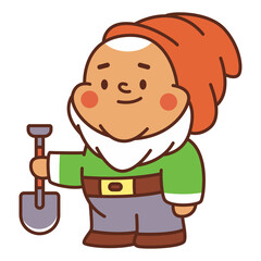 Cute garden gnome vector cartoon character isolated on a white background.
