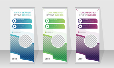 Multicolor roll up banner design template, modern pull up banner design layout,  x banner, standee design template for business and corporate agencies.