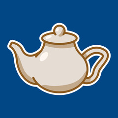 Teapot vector cartoon sticker isolated on background.