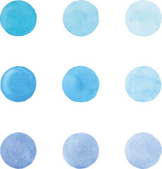 水彩で描いた青色の丸