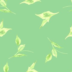 seamless pattern watercolor leaves