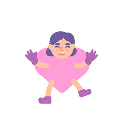 illustration of a child wearing a heart costume. happy Valentine. celebrate party, carnival, event. flat cartoon style. vector design. element