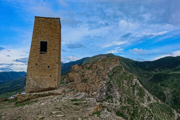 Fototapeta na wymiar Russia, Dagestan. medieval defensive towers in the village of Goor. 2021