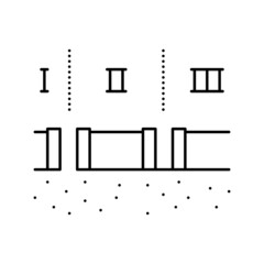 tractor prepare space for pipeline construction line icon vector illustration