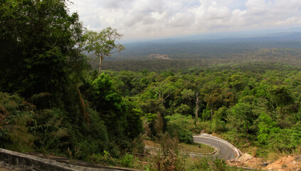 Fototapeta na wymiar Through the jungle, on the road to freedom. National park of Thailand.