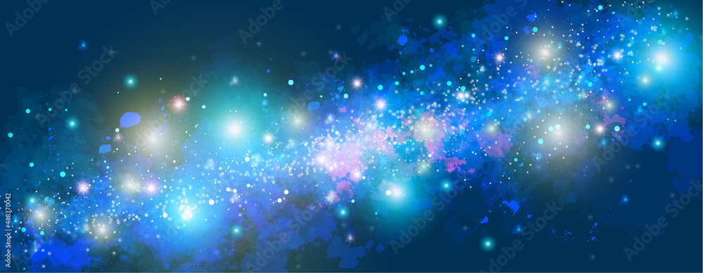 Wall mural space background with realistic nebula and lots of shining stars. infinite universe and starry night