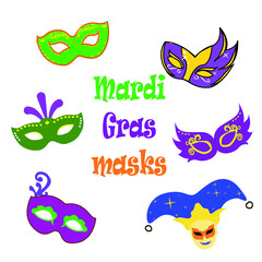 A set of colorful Mardi Gras Festival Masks!