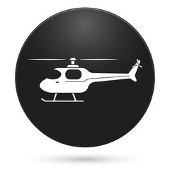 Helicopter icon, black circle button, vector illustration.