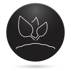 Plant icon, black circle button, vector illustration.