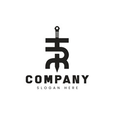 Obraz premium Sword of Protection logo, initials T R template illustration.