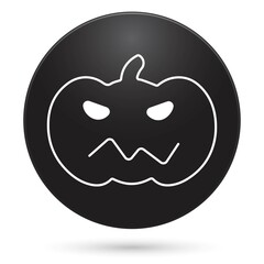 Pumpkin icon, black circle button, vector illustration.