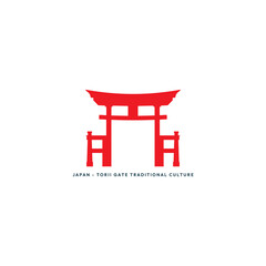 Japan torii gate famous landmark logo vector illustration