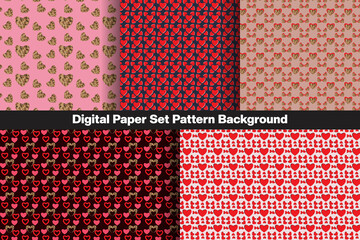 heart Seamless Digital Paper set red and pink textures, scrapbook, background | Heart pattern, vector seamless background. Can be used for wedding invitations, cards for or cards about love