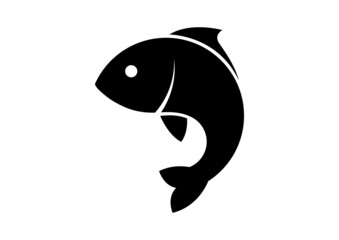 Fish icon black silhouette. Fisheries logo symbol - 488371232