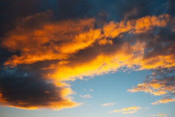 Fototapeta na wymiar Natural landscape. Beautiful cloudy sky at sunset.