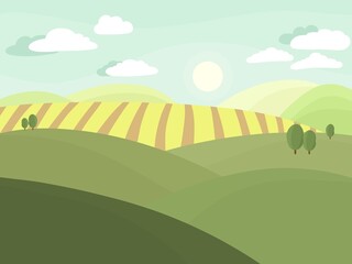 farm, agriculture, fields are shown in the picture, landscape, flat illustration