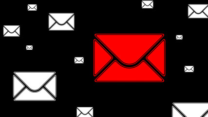 E-mail icon on black background. Illustration.