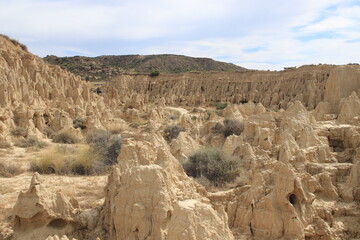 Fairy chimneys in the Aguarales of Valpalmas. Zaragoza, Aragon, Spain