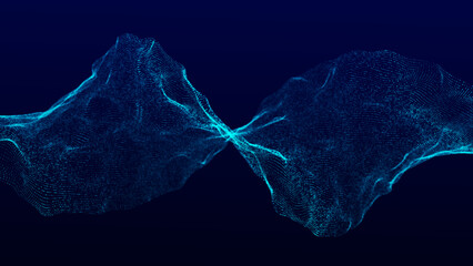 Naklejka premium Molecular background with DNA. Network concept. Music sound wave. Big data visualization. Abstract connecting dots on the backdrop.