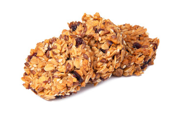 Cereal snack cookies no sugar with honey oatmeal grain isolated on the white