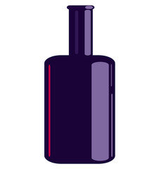 blue color glass bottle for spirits, wine, vector isolated