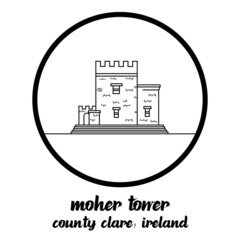 Circle Icon line Moher Tower. vector illustration