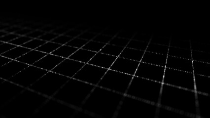 Wireframe landscape. Perspective grid. Digital space. White mesh on a black background.