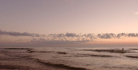 picturesque sunset at the beach, North Sea, Germany