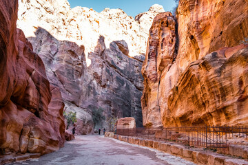 The Siq. Main entrance to the ancient city of Petra. Southern Jordan