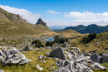 Durmitor National Park. Rocky mountains in Montenegro.  Spectacular summer scene.
