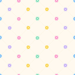 Environmental Eco Pastel Rainbow Purple Blue Green Yellow Orange Pink Flower Meadow Field Grass Diagonal Dash Line Seamless Pattern Cartoon Illustration, Mat, Fabric, Textile, Scarf, Wrapping Paper