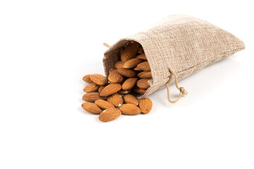 Almonds on a white background