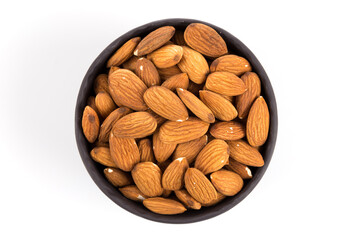 Almonds on a white background