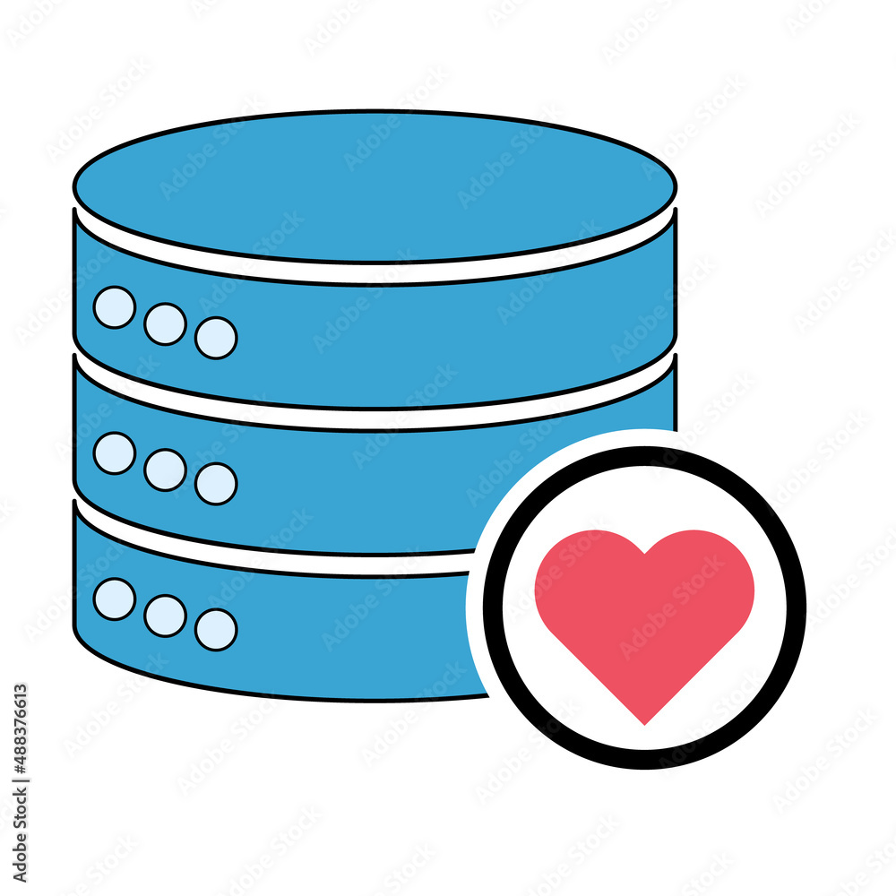 Poster database storage icon, internet network server cloud data symbol, connection system vector illustrat