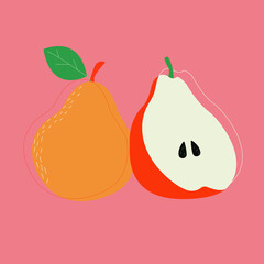 Juicy pear simple vector illustration 